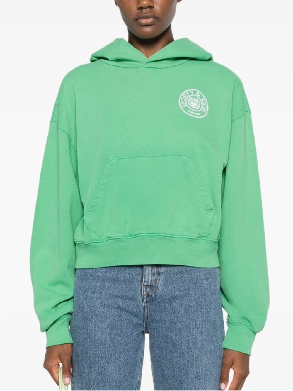 Sporty & Rich Wellness Club Green Cropped Hoodie M